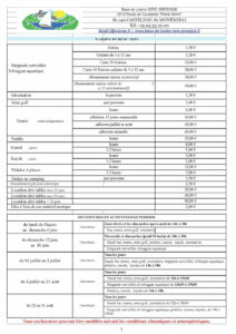 tarif 2022 base de loisirs vere gresigne